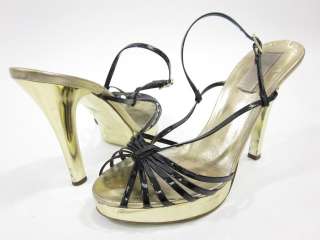 MICHAEL KORS Black Gold Strappy Pumps Shoes Sz 7.5 M  