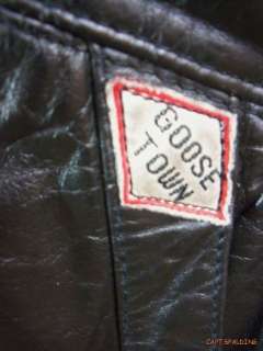 Vtg Goose Town. Down Filled Leather Puffer Jacket.Mens L.Down Village 