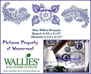WALLIES BLUE WILLOW Flower & Branch Combo 25 Cutouts  
