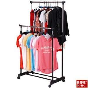  Fold double rods stainless steel clothes hanger 