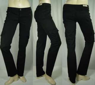 168 NWT DYLAN GEORGE JEANS ANJA CARGO STRAIGHT BLACK  