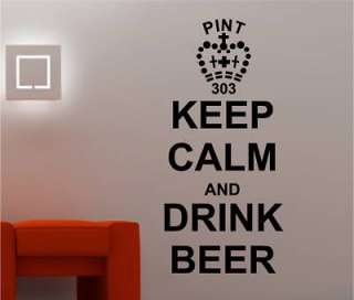 KEEP CALM & DRINK BEER wall art sticker vinyl PUB BAR  