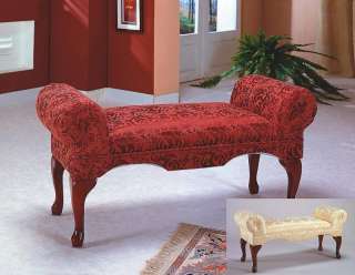 Floral Print Roll Arm Foyer Bench Foot Bench   2 Colors  