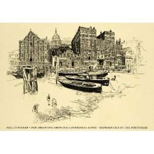   Wharf London England Joseph Pennell River City Boat   Original