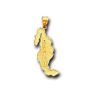   14K Solid Yellow Gold Big MEXICO Map Charm Pendant IceNGold Jewelry