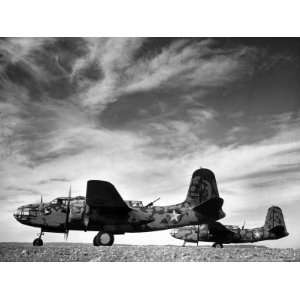  Two Camouflaged A 20 Attack Planes Sitting on Airstrip at 