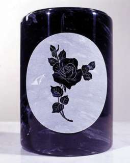 Rose Etched Black Marble Cremation Urn   Engravable   