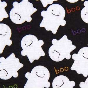  black Riley Blake Halloween fabric white ghosts (Sold in 