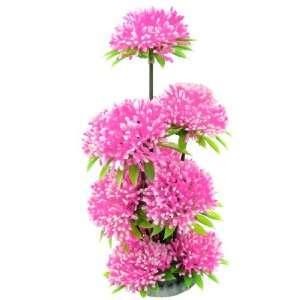   Pink Flower Ball Plastic Plant Decor Aquascaping 9.5