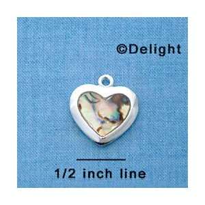  C3970+ tlf   Abalone Shell Heart   2 Sided   Silver Plated 