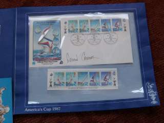 Americas Cup Stamp Portfolio Signed Dennis Conner 1987 ****PLEASE 