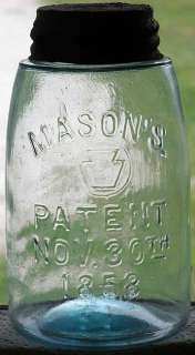 MIDGET PINT Fruit Jar MASONS Circled KEYSTONE 1858  
