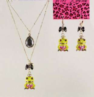 New Betsey Johnson Frog Necklace + Earring  