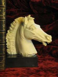 WHITE ARBAIN HORSES BOOKENDS Golden Crown E&R Italy  