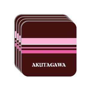 Personal Name Gift   AKUTAGAWA Set of 4 Mini Mousepad Coasters (pink 