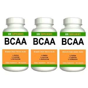  3 BOTTLES BCAA 540 total caps Branched Chain Amino Acids L 