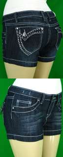 Capri pants white stitch wash jeans stones dark denim  