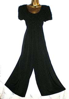 Vtg Vint 80s petite black rutched top palazzo jumpsuit S M  