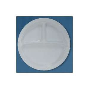 White 3 Compartment Plastic Plates (9PL3CBW) Category Plastic Plates 