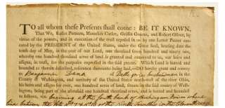 1794 RARE OHIO COMPANY DEED   SIGNED LAND GRANT   Putnam Cutler Greene 