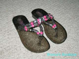 NEW BLACK BEAD Jelly Sandals Girls Summer Shoes Sz 1  