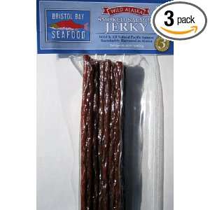 Bristol Bay Wild Alaska Smoked Salmon Jerky 4 ounce Bags (Pack of 3 