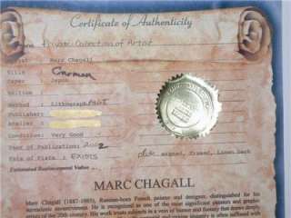 Marc Chagall Paris Very Lg European Lithograph CARMEN  