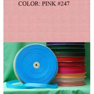  50yards SOLID POLYESTER GROSGRAIN RIBBON Pink #247 7/8 