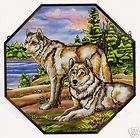 WOLF WILD LIFE WOLVES FOREST 22 STAINED GLASS PANEL