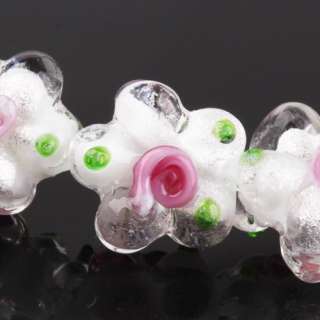 Strand White Flower Motif Glass Beads 12mm E0154 7  