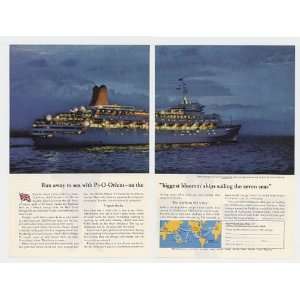  1965 P&O Orient Lines Canberra Liner Ship 2 Page Print Ad 