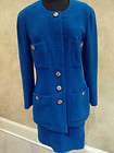 Gorgeous CHANEL Teal Wool Skirt Suit SZ 38/40