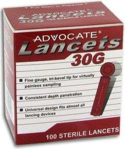 Advocate Lancets 30 gauge 100 Blood Diabetes Glucose  