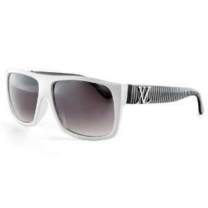 Retro White & Black Wayfarer Sunglasses Flat Top Black Lens XL   Free 