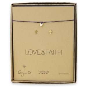  Dogeared love and faith gold dipped bracelet and earring 