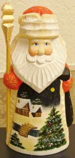   hand carved painted SANTA Father Frost New Year Christmas tree village
