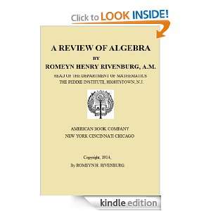 REVIEW OF ALGEBRA ROMEYN HENRY RIVENBURG  Kindle Store