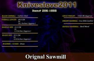 18 CUSTOMMADE ORIGINAL SAWMILL BLADE TANTO KNIFE 1055  