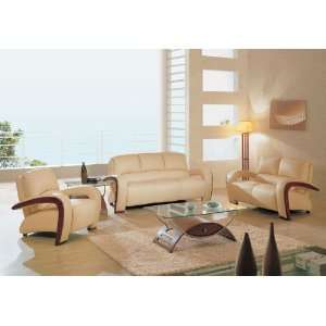    Global Furniture Modern Almond Leather Sofa Set