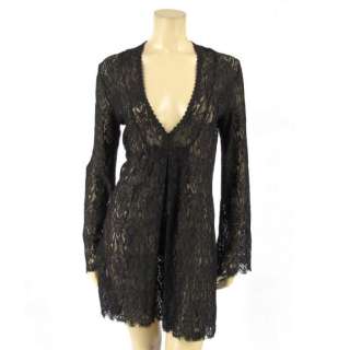 NWT $485 Melissa Odabash Blk Lace Dress Tunic CoverUp M  