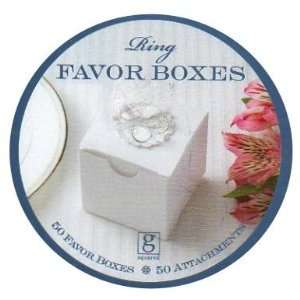 50 Count White Favor Boxes with Card with Irridescent Glitter, White 