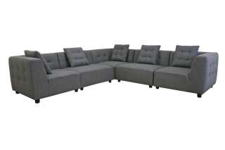 ABERTO Gray Fabric Modular Modern Sectional Sofa  