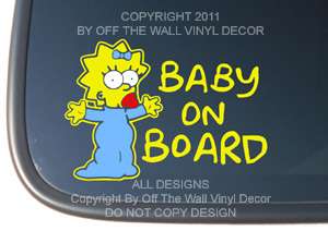 Maggie Simpson BABY ON BOARD Vinyl Car Decal Sticker  