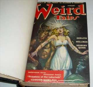 Weird Tales Bound Volume Horror Pulp Magazine Collection Run 66pc Lot 
