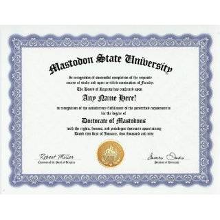 Mastodon Mastodons Degree Custom Gag Diploma Doctorate Certificate 