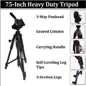  75 Professional Heavy Duty 3 way Pan Head Tripod for the 