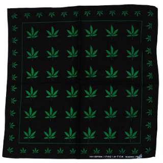   Rock Metal Green Hemp Pot Leaf Marijuana Weed 420 Rasta Black Bandana