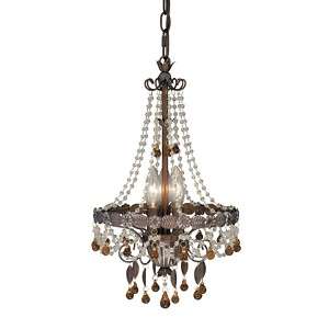  Crystal Chandelier Lighting Fixture, Bronze With Silver Accents  