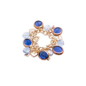 Venetian glass and blue crystal bracelet with gold plated charms and 