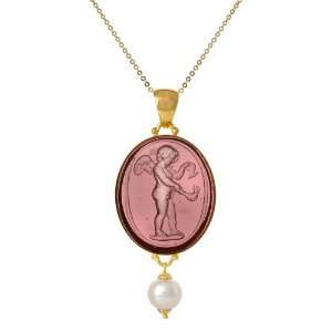   Venetian Glass Cameo and Freshwater Cultured Pearl Pendant, 18